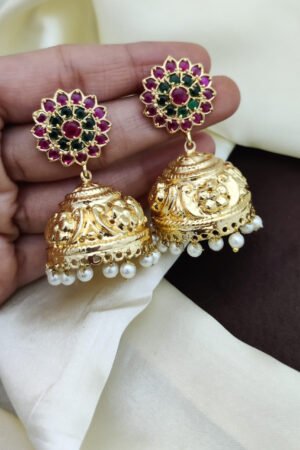 Jhumka with kemp stone