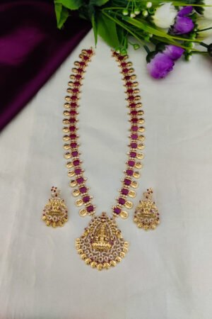 Lakshmi parivar with ruby emerald haram