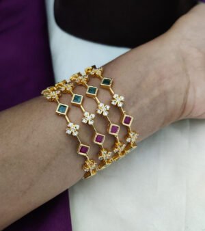 Cz Stone Studded Multicolor Bangle