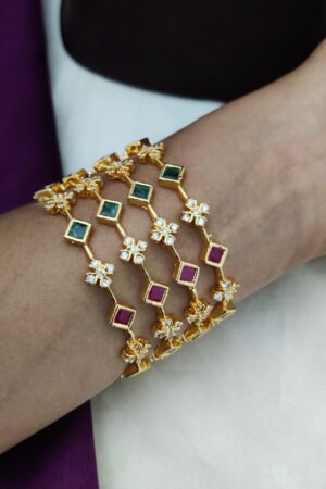 Cz Stone Studded Multicolor Bangle