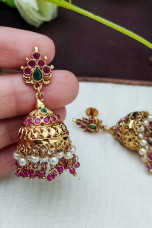 Stunning CZ Matt Bridal Jhumkas
