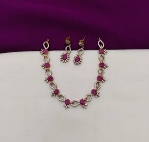 cz necklace with ruby emerald