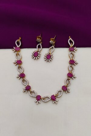 cz necklace with ruby emerald