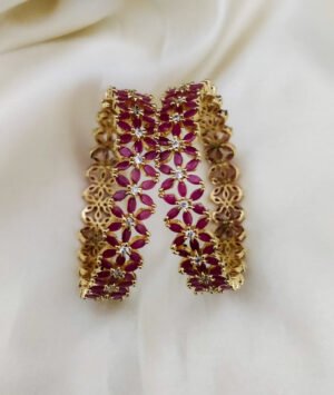 Ruby and White american diamond stoned bangles