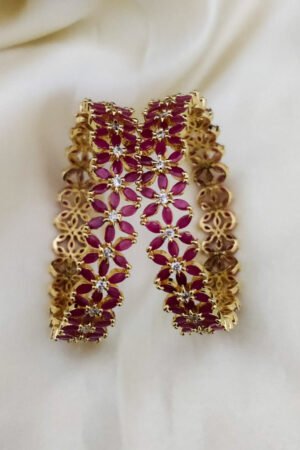 Ruby and White american diamond stoned bangles