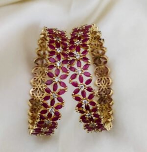 Ruby and White american diamond stoned bangles
