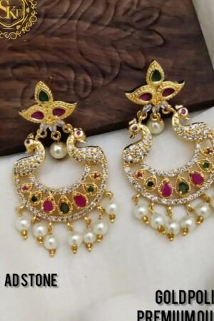cz chandbali earring stone