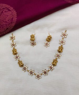 cutest lakshmi necklace with ad stoned