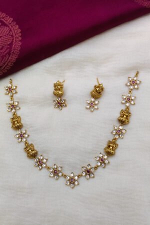 cutest lakshmi necklace with ad stoned