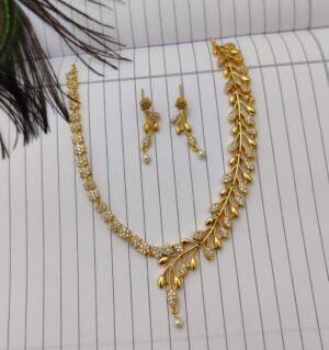 beautiful fancy kids necklace with white cz stoned