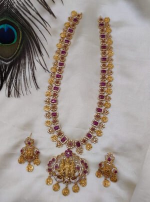 EMERALD RUBY RED AND WHITE LONG HARAM