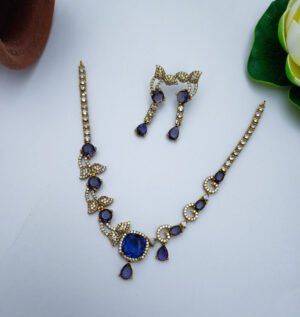 Dolphin Tailed Stoned Neclace - Dark Blue