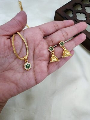 Cz Dollar Chain & Jhumki