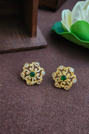 Diamond inspired statement earstud - green
