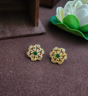 Diamond inspired statement earstud - green