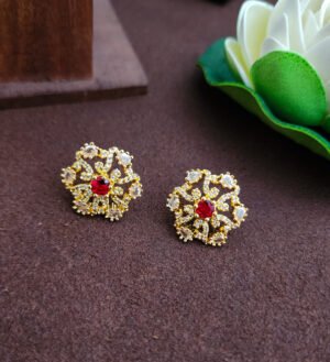 Diamond inspired statement earstud - Red