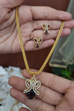 CZ Necklace - Purple stone