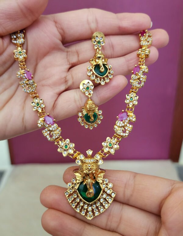 Cz ganesha necklace